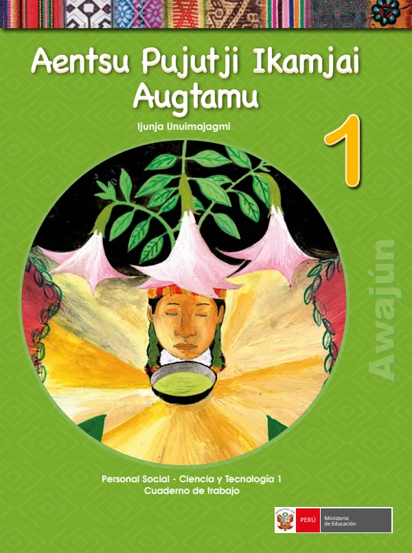 Aentsu pujutji ikmajai augtamu 1 Ijunja unuimajagmi = Personal social - Ciencia y tecnología 1: Cuaderno de trabajo - Awajún (MINEDU) PDF 1 Portada de Aentsu pujutji ikmajai augtamu 1 Ijunja unuimajagmi = Personal social - Ciencia - 1.º grado de Primaria - MINEDU