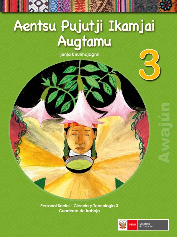 Aentsu pujutji ikmajai augtamu 3 Ijunja unuimajagmi = Personal social - Ciencia y tecnología 3: Cuaderno de trabajo - Awajún (MINEDU) PDF 1 Portada de Aentsu pujutji ikmajai augtamu 3 Ijunja unuimajagmi = Personal social - Ciencia - 3.º grado de Primaria - MINEDU
