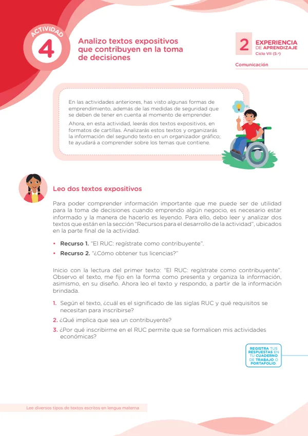 Analizo textos expositivos que contribuyen en la toma de decisiones - 5.° grado de (PDF) 1 Portada de Analizo textos expositivos que contribuyen en la toma de decisiones - 5.º grado de Secundaria (MINEDU)