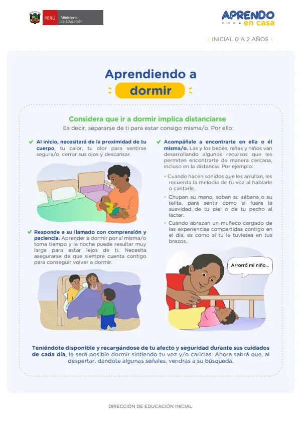 Aprendiendo a dormir - Inicial 2 años (MINEDU) PDF 1 Portada de Aprendiendo a dormir - Inicial 2 años - MINEDU