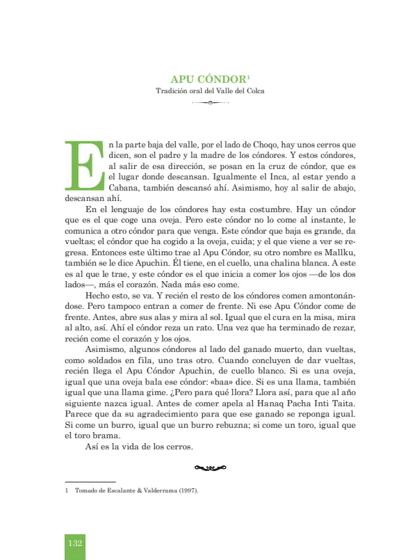 Apu Cóndor: Tradición oral del Valle del Colca - 1.° grado de Secundaria (MINEDU) PDF 1 Portada de Apu Cóndor: Tradición oral del Valle del Colca - 1.° grado de Secundaria - MINEDU