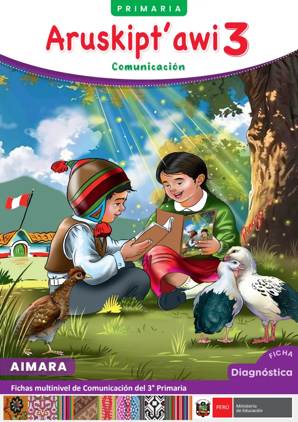 Aruskipt'awi 3 - Aymara: fichas multinivel de Comunicación del 3° Primaria - Aimara (MINEDU) PDF 1 Portada de Aruskipt'awi 3 - Aymara: fichas multinivel de Comunicación del 3° Primaria - Aimara - MINEDU