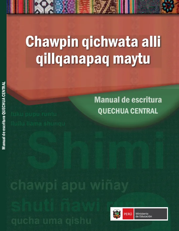 Biblioteca Quechua Central - manual escritura lengua quechua central comprimido (MINEDU) PDF 1 Portada de Biblioteca Quechua Central - manual escritura lengua quechua central comprimido - Educación Intercultural Bilingüe (EIB) - MINEDU