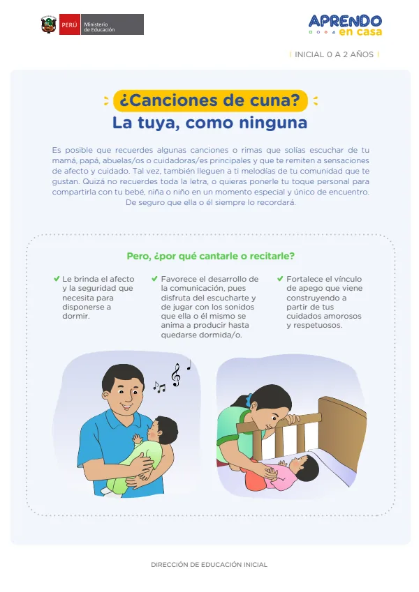 ¿Canciones de cuna? La tuya, como ninguna - Inicial 2 años (MINEDU) PDF 1 Portada de ¿Canciones de cuna? La tuya, como ninguna - Inicial 2 años - MINEDU