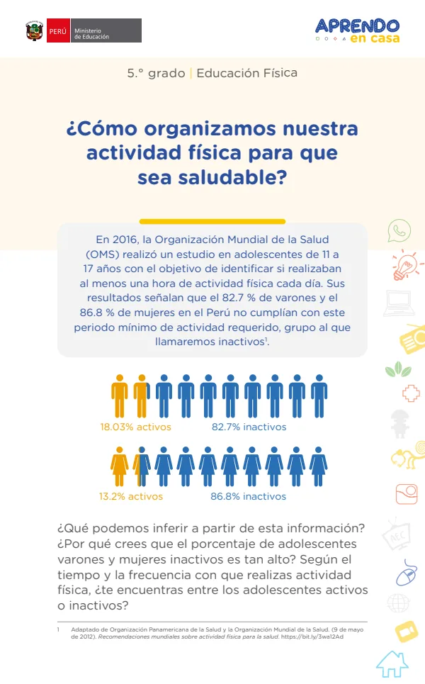 ¿Cómo organizamos nuestra actividad física para que sea saludable? - 5.° grado de Secundaria (MINEDU) PDF 1 Portada de ¿Cómo organizamos nuestra actividad física para que sea saludable? - 5.° grado - MINEDU