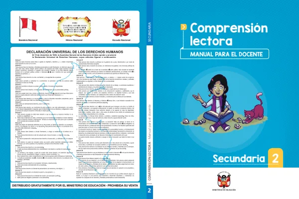 Comprensión lectora: manual para el docente de segundo grado de Secundaria 2018 · 2018 (MINEDU) PDF 1 Portada de Comprensión lectora: manual para el docente de segundo grado de Secundaria 2018 · 2018 - MINEDU