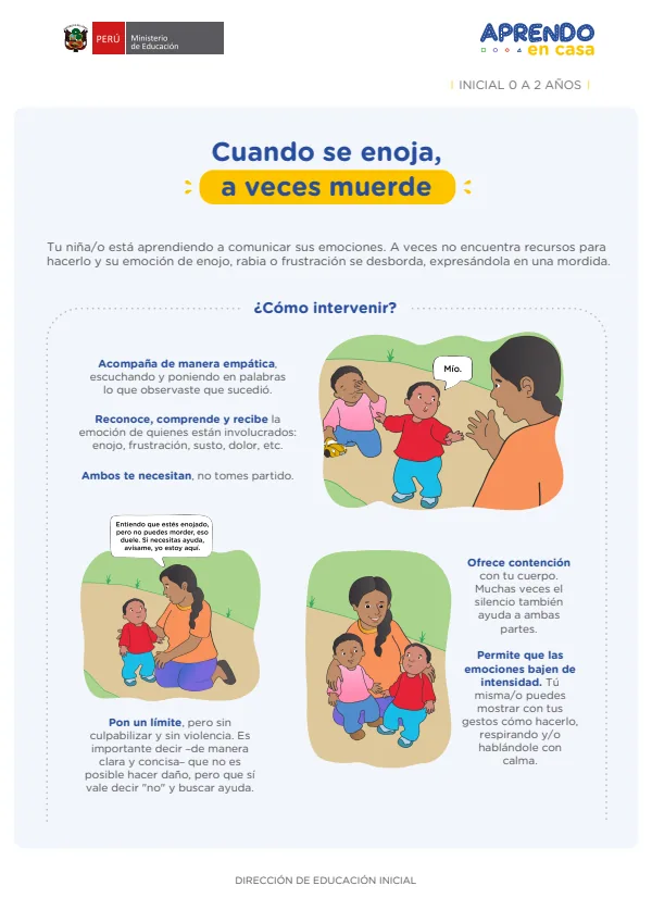 Cuando se enoja, a veces muerde - Inicial 2 años (MINEDU) PDF 1 Portada de Cuando se enoja, a veces muerde - Inicial 2 años - MINEDU