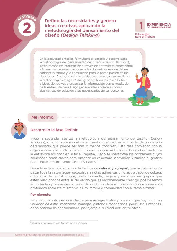 Defino las necesidades y genero ideas creativas aplicando la metodología del pensamiento del diseño (Design Thinking) (MINEDU) PDF 1 Portada de Defino las necesidades y genero ideas creativas aplicando la metodología - Secundaria - MINEDU