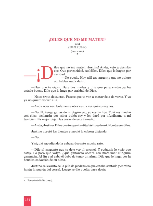 ¡Diles que no me maten!: 1951. Juan Rulfo - 4.° grado de Secundaria (MINEDU) PDF 1 Portada de ¡Diles que no me maten!: 1951. Juan Rulfo - 4.° grado de Secundaria - MINEDU