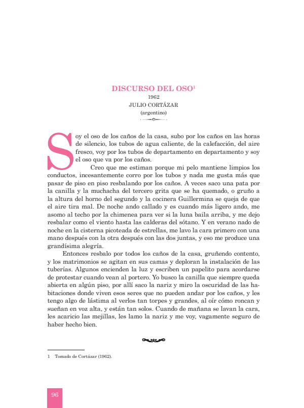 Discurso del oso: 1962. Julio Cortázar - 2.° grado de Secundaria (PDF) 1 Portada de Discurso del oso: 1962. Julio Cortázar - 2.º grado de Secundaria (MINEDU)