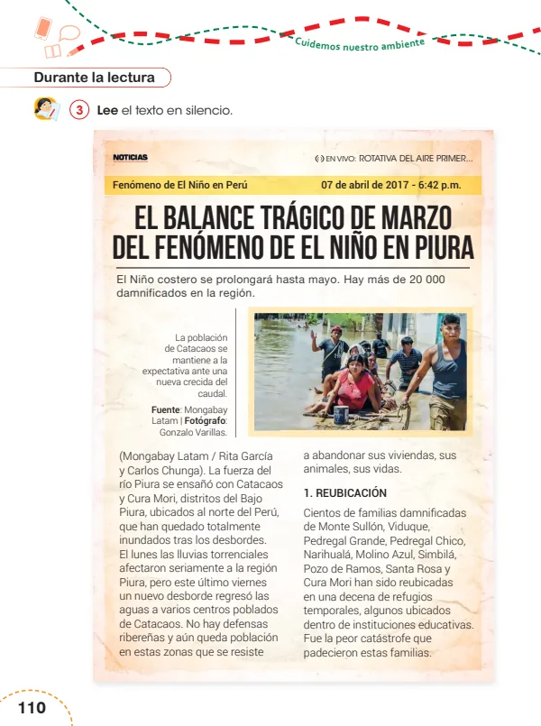 El balance trágico de marzo del fenómeno de El Niño en Piura - 4.° grado de Primaria (MINEDU) PDF 1 Portada de El balance trágico de marzo del fenómeno de El Niño en Piura - 4.° grado de Primaria - MINEDU