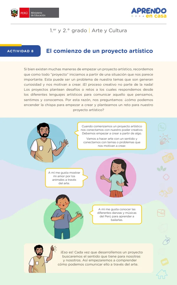 El comienzo de un proyecto artístico. 1.er y 2. grado (MINEDU) PDF 1 Portada de El comienzo de un proyecto artístico. 1.er y 2. grado - MINEDU