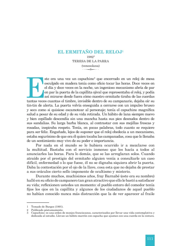 El ermitaño del reloj: 1982. Teresa De La Parra - 3.° grado de Secundaria (PDF) 1 Portada de El ermitaño del reloj: 1982. Teresa De La Parra - 3.º grado de Secundaria (MINEDU)