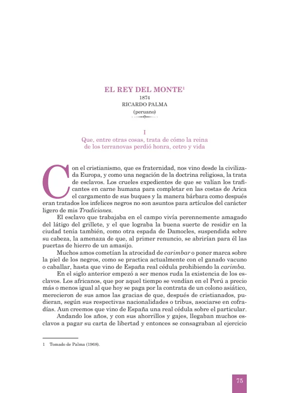 El rey del monte: 1874. Ricardo Palma - 4.° grado de Secundaria (MINEDU) PDF 1 Portada de El rey del monte: 1874. Ricardo Palma - 4.° grado de Secundaria - MINEDU