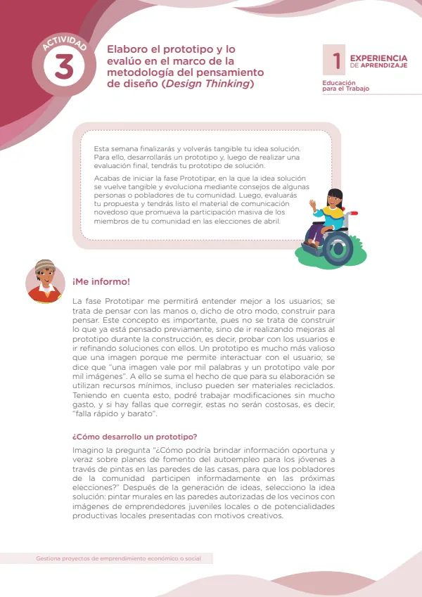 Elaboro el prototipo y lo evalúo en el marco de la metodología del pensamiento de diseño (Design Thinking) (MINEDU) PDF 1 Portada de Elaboro el prototipo y lo evalúo en el marco de la metodología del pensamiento - 5.º grado de Secundaria - MINEDU