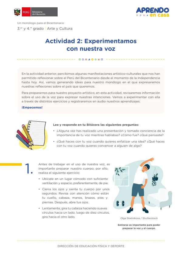 Experimentamos con nuestra voz , Actividad 2 - 5.° grado de Secundaria (MINEDU) PDF 1 Portada de Experimentamos con nuestra voz , Actividad 2 - 5.° grado de Secundaria - MINEDU
