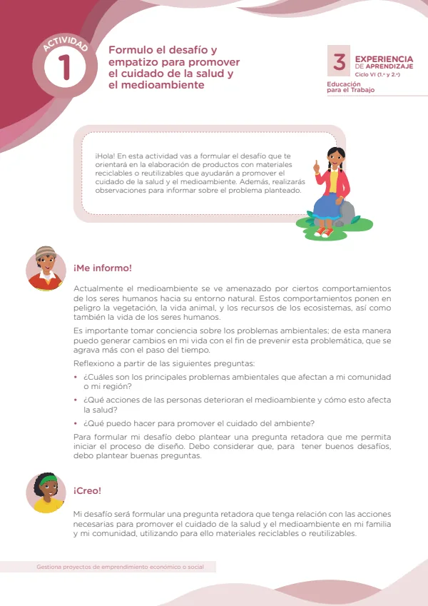 Formulo el desafío y empatizo para promover el cuidado de la salud - Secundaria (MINEDU) PDF 1 Portada de Formulo el desafío y empatizo para promover el cuidado de la salud - Secundaria - MINEDU