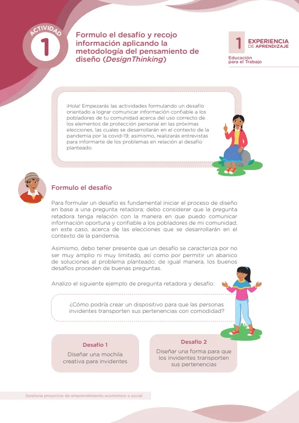 Formulo el desafío y recojo información aplicando la metodología del pensamiento de diseño (DesignThinking) (MINEDU) PDF 1 Portada de Formulo el desafío y recojo información aplicando la metodología del pensamiento - Secundaria - MINEDU