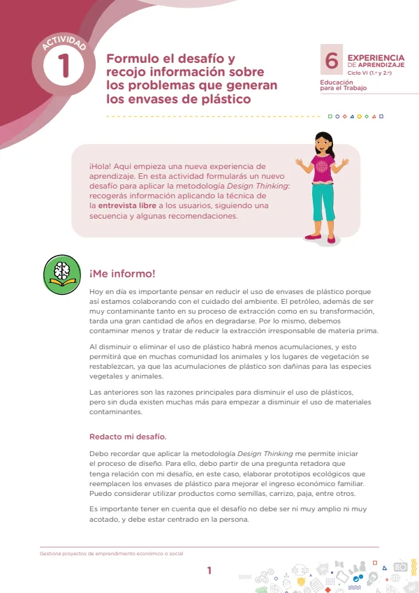 Formulo el desafío y recojo información - Secundaria (MINEDU) PDF 1 Portada de Formulo el desafío y recojo información - Secundaria - MINEDU