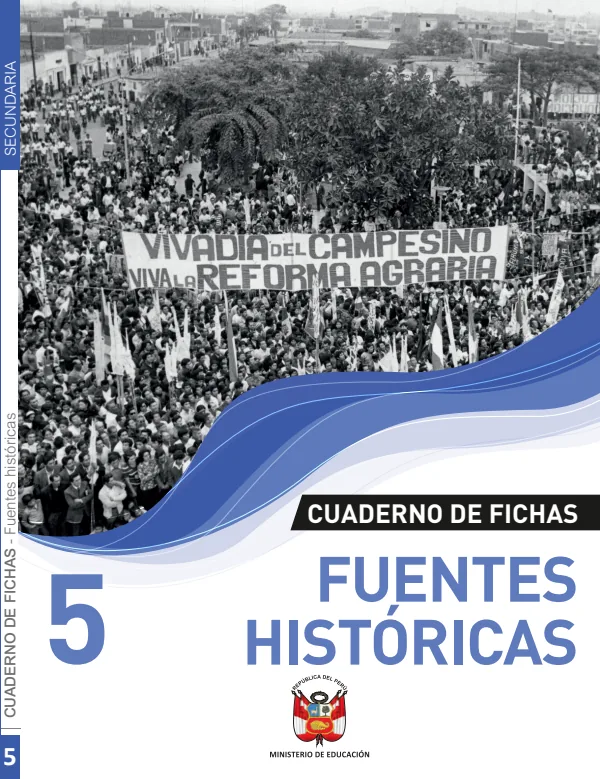 Fuentes históricas 5: Cuaderno de fichas - 5.° grado de Secundaria (MINEDU) PDF 1 Portada de Fuentes históricas 5: Cuaderno de fichas - 5.° grado de Secundaria - MINEDU