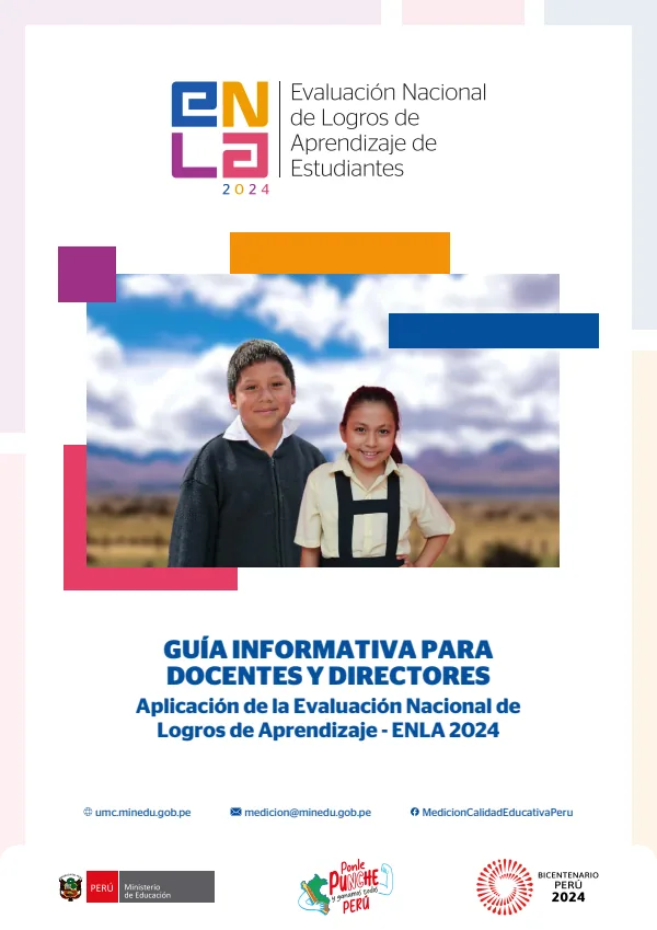 Guia informativa para directores y docentes ENLA 2024 (Evaluación Nacional de Logros de Aprendizaje (ENLA) 2024) (MINEDU) PDF 1 Portada de Guia informativa para directores y docentes ENLA 2024 (Evaluación Nacional de Logros - Evaluaciones UMC (ECE y ENLA) - MINEDU