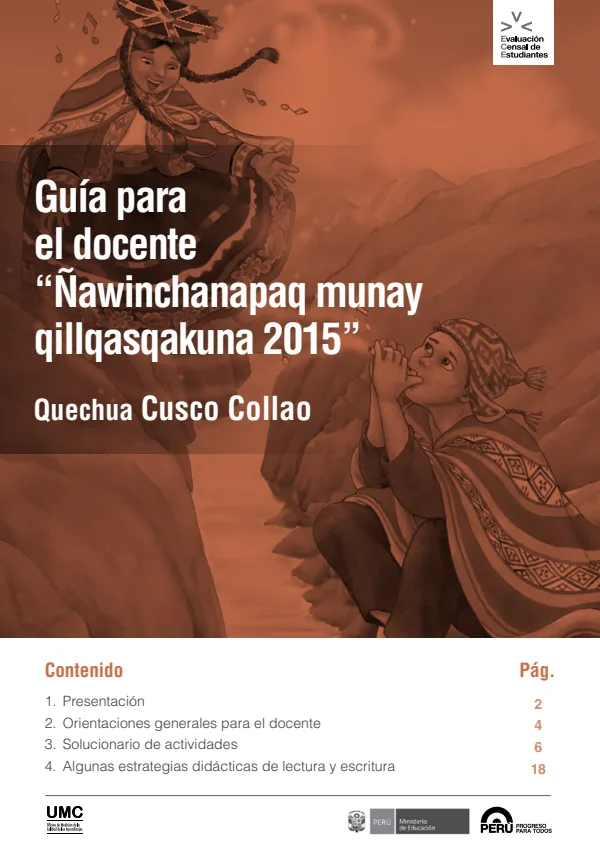 Guía para el docente - Quechua Cusco-Collao (Resultados de la Evaluación Censal de (PDF) 1 Portada de Guía para el docente - Quechua Cusco-Collao (Resultados de la Evaluación Censal - Educación Intercultural Bilingüe (EIB) - MINEDU