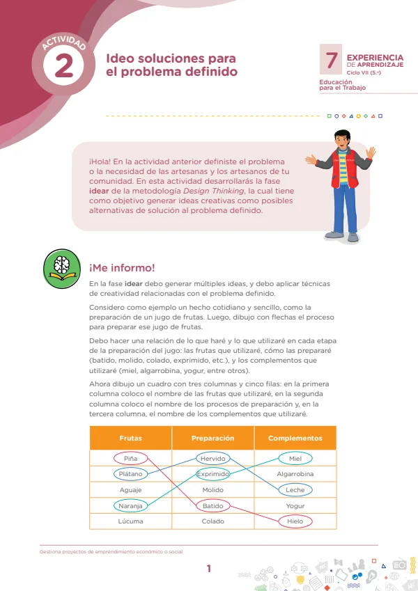 Ideo soluciones para el problema definido, Actividad 2 - 5.° grado de Secundaria (MINEDU) PDF 1 Portada de Ideo soluciones para el problema definido, Actividad 2 - 5.° grado de Secundaria - MINEDU