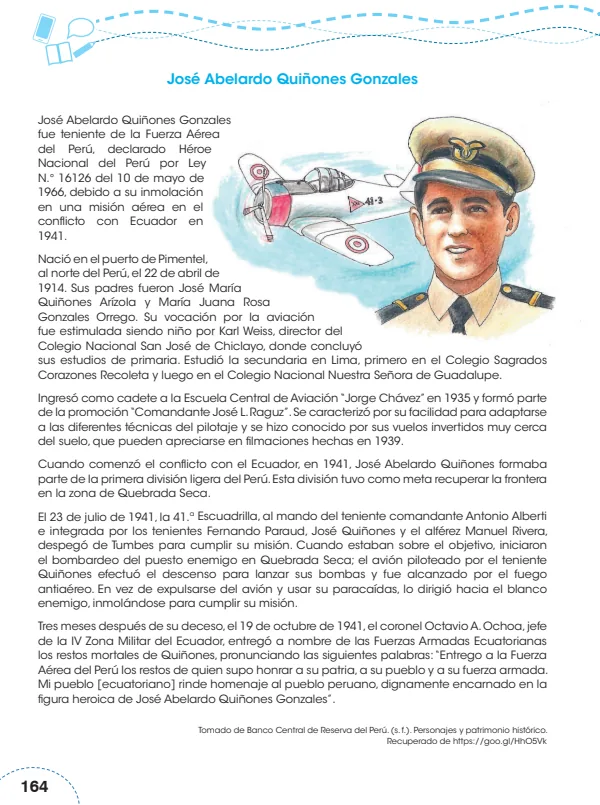 José Abelardo Quiñones Gonzales - 5.° grado de Primaria (PDF) 1 Portada de José Abelardo Quiñones Gonzales - 5.º grado de Primaria (MINEDU)