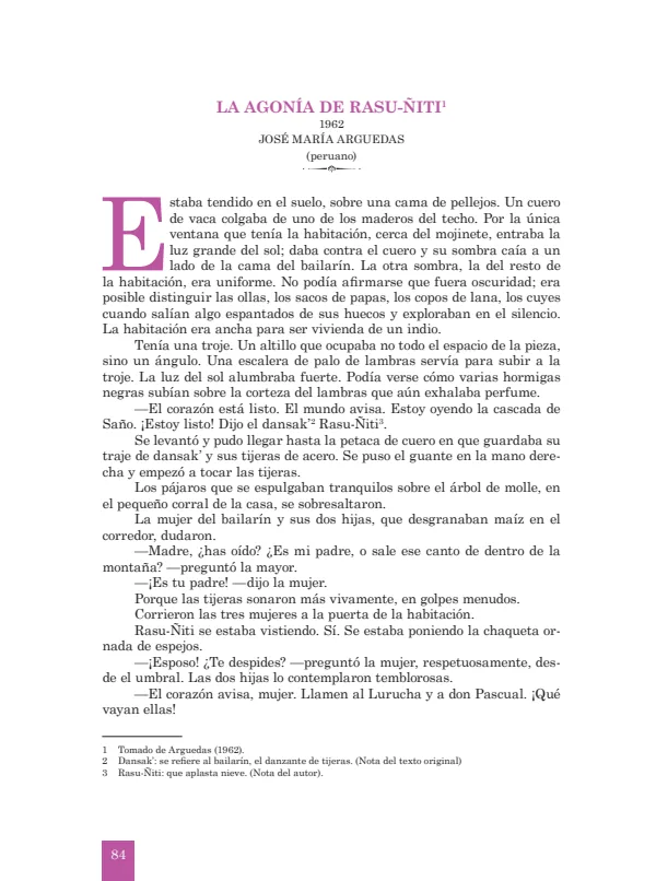 La agonia de Rasu-ñiti: 1962. José María Arguedas - 5.° grado de Secundaria (MINEDU) PDF 1 Portada de La agonia de Rasu-ñiti: 1962. José María Arguedas - 5.° grado de Secundaria - MINEDU