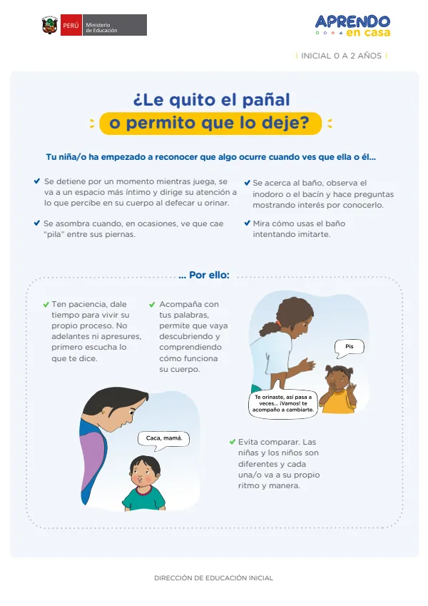 ¿Le quito el pañal o permito que lo deje? - Inicial 2 años (MINEDU) PDF 1 Portada de ¿Le quito el pañal o permito que lo deje? - Inicial 2 años - MINEDU