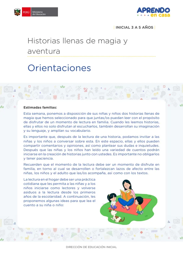 Leemos Juntos: Orientaciones Historias llenas de magia y aventura. Inicial 3 a 5 años (MINEDU) PDF 1 Portada de Leemos Juntos: Orientaciones Historias llenas de magia y aventura. Inicial 3 a 5 años - Aprendo en Casa - MINEDU