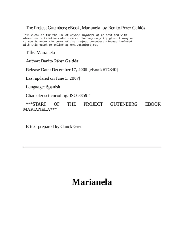 Marianela - Secundaria (MINEDU) PDF 1 Portada de Marianela - Secundaria - MINEDU