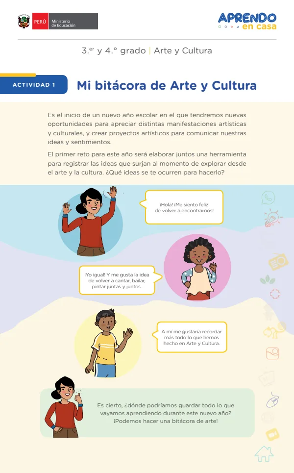 Mi bitácora de Arte y Cultura - Primaria (MINEDU) PDF 1 Portada de Mi bitácora de Arte y Cultura - Primaria - MINEDU