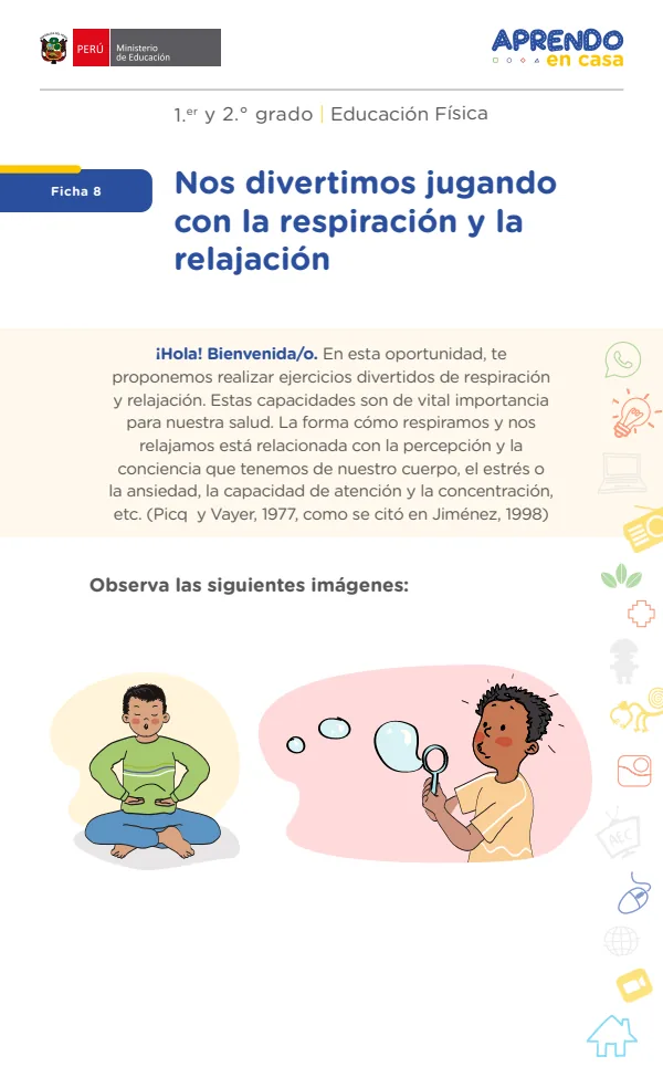 Nos divertimos jugando con la respiración y la relajación - Primaria (MINEDU) PDF 1 Portada de Nos divertimos jugando con la respiración y la relajación - Primaria - MINEDU