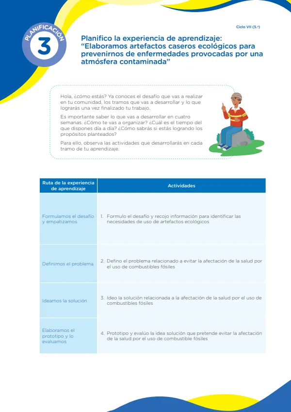 Planifico la experiencia de aprendizaje: Elaboramos artefactos caseros ecológicos para prevenirnos de enfermedades provocadas por una atmósfera contaminada (MINEDU) PDF 1 Portada de Planifico la experiencia de aprendizaje: Elaboramos artefactos caseros ecológicos - 5.º grado de Secundaria - MINEDU