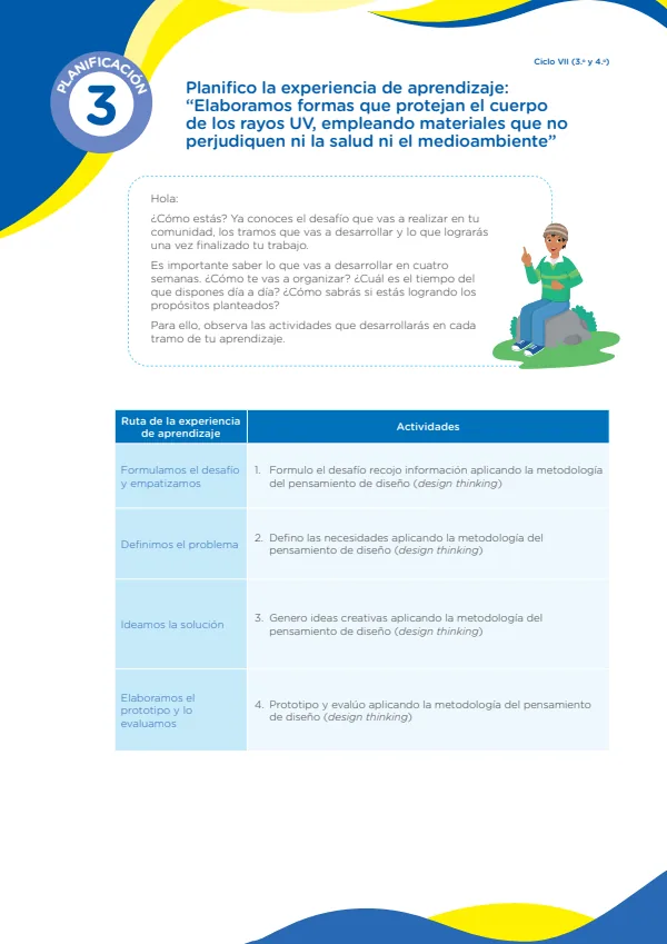 Planifico la experiencia de aprendizaje: Elaboramos formas que protejan el cuerpo de los rayos UV (MINEDU) PDF 1 Portada de Planifico la experiencia de aprendizaje: Elaboramos formas que protejan el cuerpo - Secundaria - MINEDU