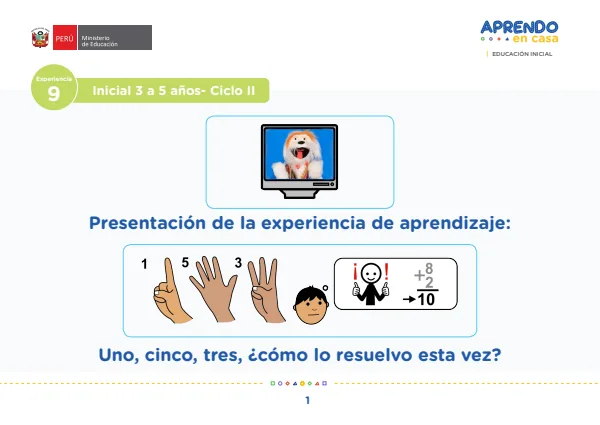 Presentación de la experiencia de aprendizaje: Uno, cinco, tres, ¿Cómo lo resuelvo esta vez? (MINEDU) PDF 1 Portada de Presentación de la experiencia de aprendizaje: Uno, cinco, tres, ¿Cómo lo resuelvo esta - Aprendo en Casa - MINEDU