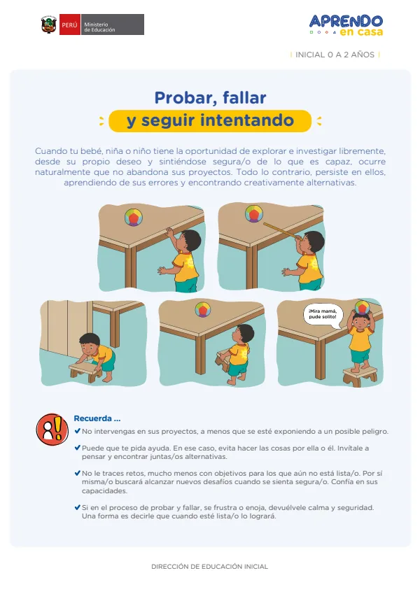 Probar, fallar y seguir intentando - Inicial 2 años (MINEDU) PDF 1 Portada de Probar, fallar y seguir intentando - Inicial 2 años - MINEDU