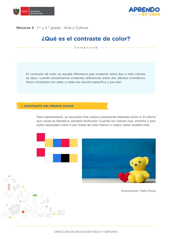 ¿Qué es el contraste de color? , 1.er y 2. grado (MINEDU) PDF 1 Portada de ¿Qué es el contraste de color? , 1.er y 2. grado - MINEDU