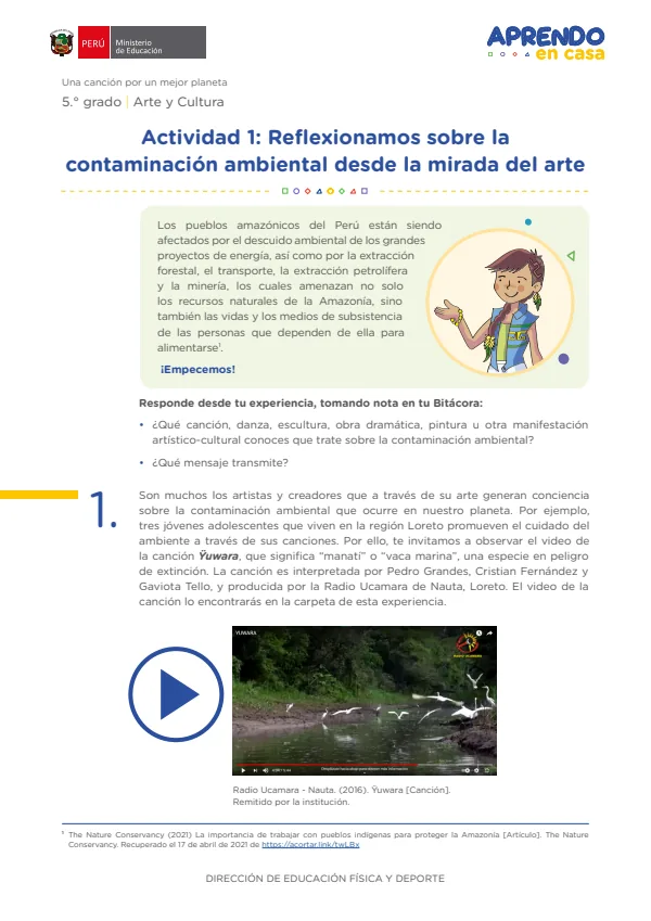 Reflexionamos sobre la contaminación ambiental desde la mirada del arte - 5.° grado de Secundaria (MINEDU) PDF 1 Portada de Reflexionamos sobre la contaminación ambiental desde la mirada del arte - 5.° grado - MINEDU
