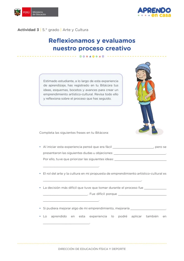 Reflexionamos y evaluamos nuestro proceso creativo - 5.° grado de Secundaria (MINEDU) PDF 1 Portada de Reflexionamos y evaluamos nuestro proceso creativo - 5.° grado de Secundaria - MINEDU