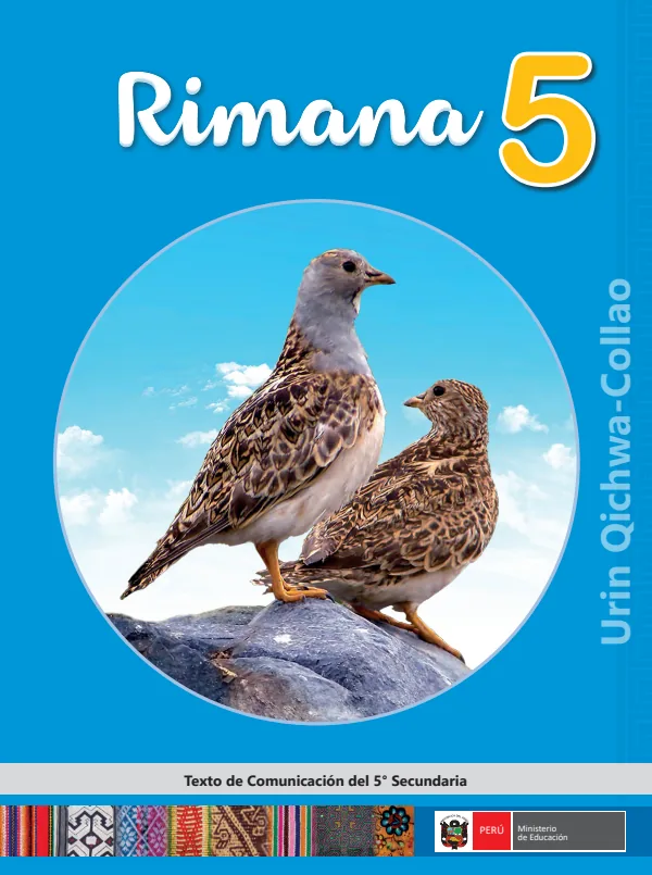 Rimana - 5 - Urin Qichwa-Collao: Texto de Comunicación del 5 Secundaria - Quechua Collao (MINEDU) PDF 1 Portada de Rimana - 5 - Urin Qichwa-Collao: Texto de Comunicación del 5 Secundaria - Quechua Collao - MINEDU