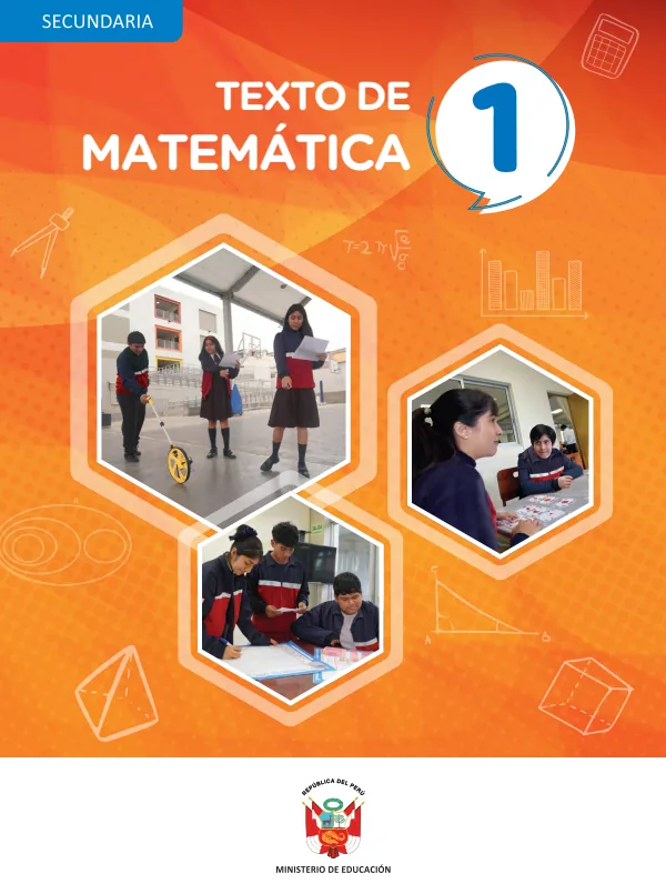 Texto de Matemática 1 - 1.° grado de Secundaria (MINEDU) PDF 1 Portada de Texto de Matemática 1 - 1.° grado de Secundaria - MINEDU