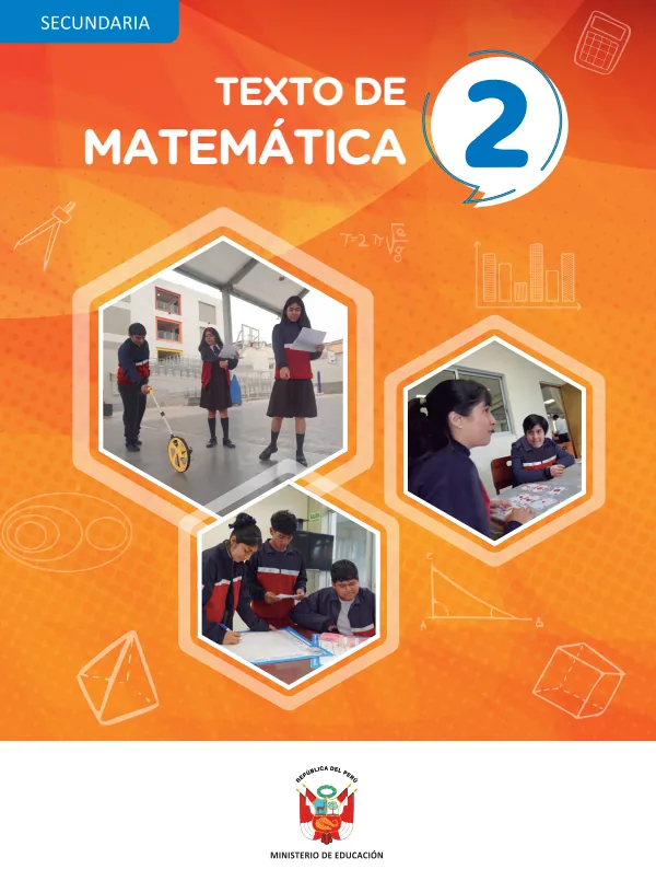 Texto de Matemática 2 - 2.° grado de Secundaria (MINEDU) PDF 1 Portada de Texto de Matemática 2 - 2.° grado de Secundaria - MINEDU