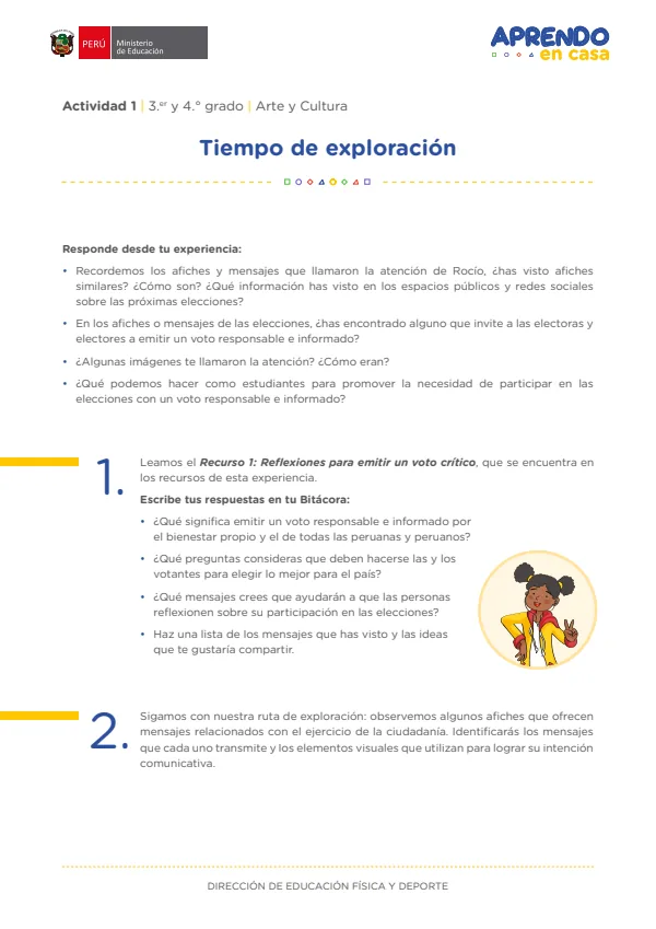 Tiempo de exploración , 3.er y 4. grado (MINEDU) PDF 1 Portada de Tiempo de exploración , 3.er y 4. grado - MINEDU
