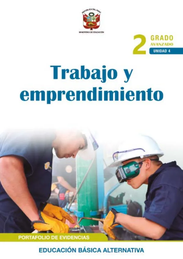 Trabajo y emprendimiento 2 Segundo grado - Ciclo avanzado (MINEDU) PDF 1 Portada de Trabajo y emprendimiento 2 Segundo grado - Ciclo avanzado - Educación Básica Alternativa (EBA) - MINEDU