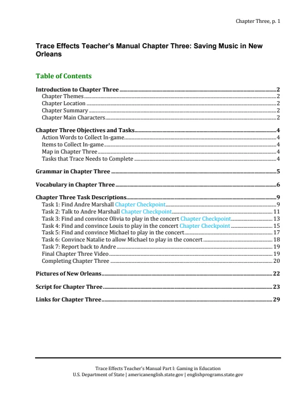 Trace effects, chapter 03: saving music in New Orleans. Teacher's manual (MINEDU) PDF 1 Portada de Trace effects, chapter 03: saving music in New Orleans. Teacher's manual - Guías docentes - MINEDU