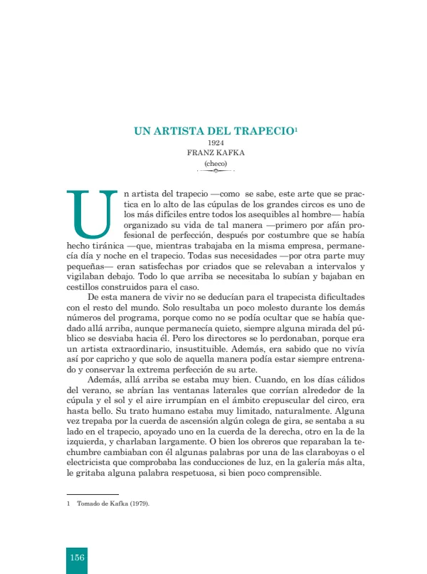 Un artista del trapecio: 1924. Franz Kafka - 5.° grado de Secundaria (MINEDU) PDF 1 Portada de Un artista del trapecio: 1924. Franz Kafka - 5.° grado de Secundaria - MINEDU